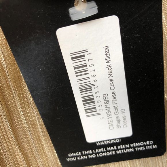 NWT PrettyLittleThing US 6 UK 10 Shape Pleated Gold Plisse Cowl Neck Midi Dress - Picture 5 of 12